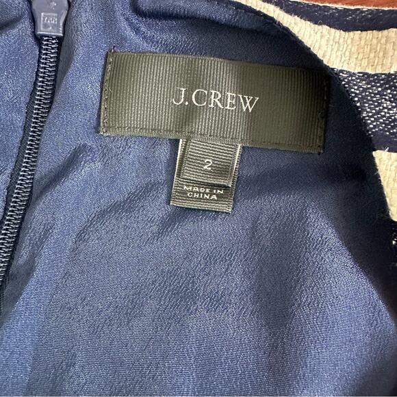 J. Crew Shift Dress E8993 Blue  Striped Scalloped Hem Grommets Size 2 - Picture 5 of 16